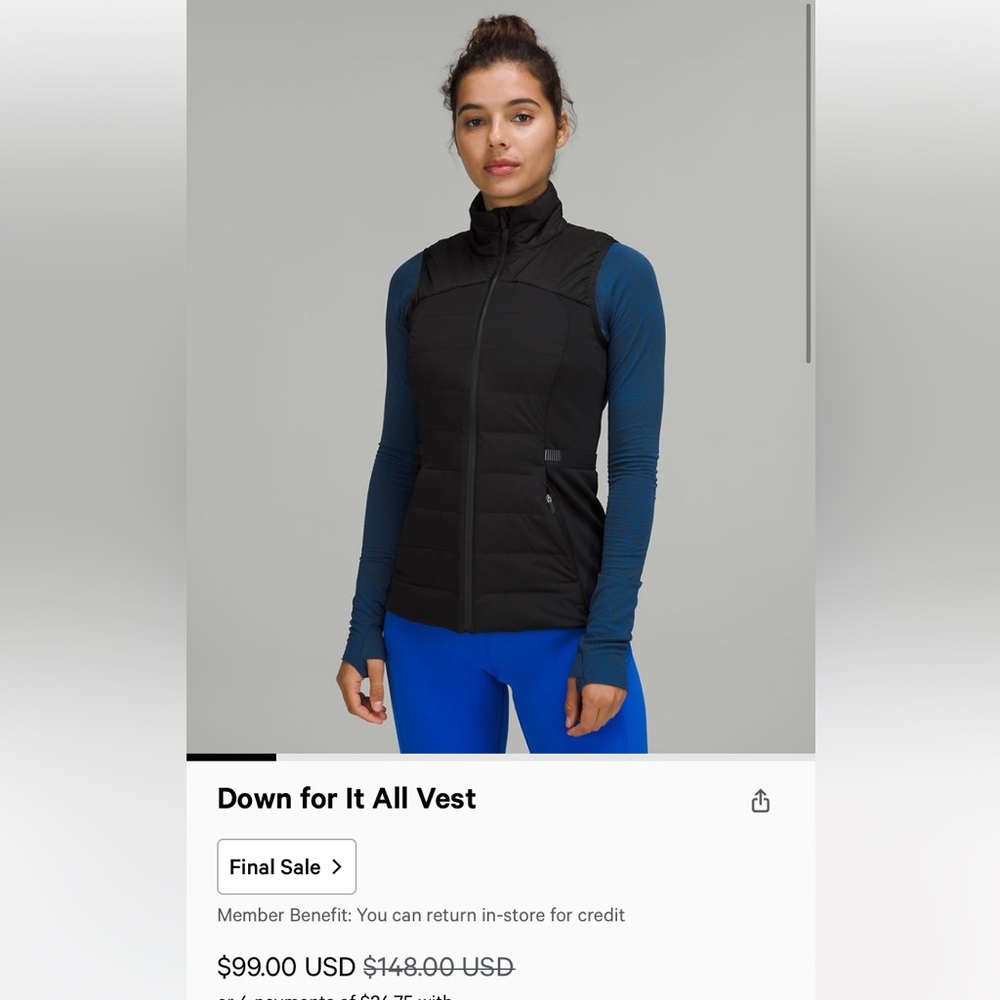 lululemon down for it all best size 4